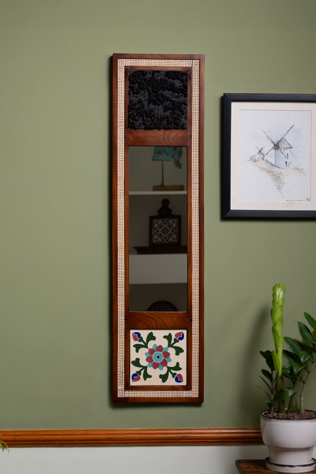 Aaina with Wicker, Tile & Blocks - Tulip