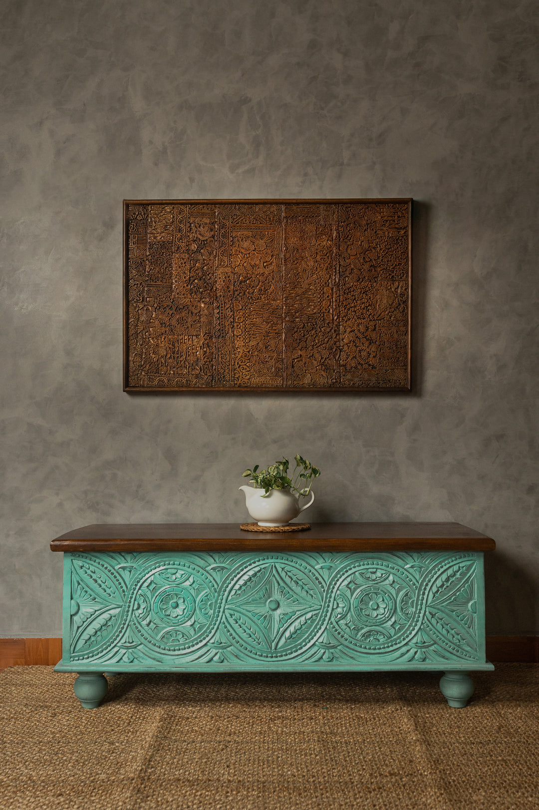 Azura Wooden Trunk Teal – Stylish Storage & Coffee Table