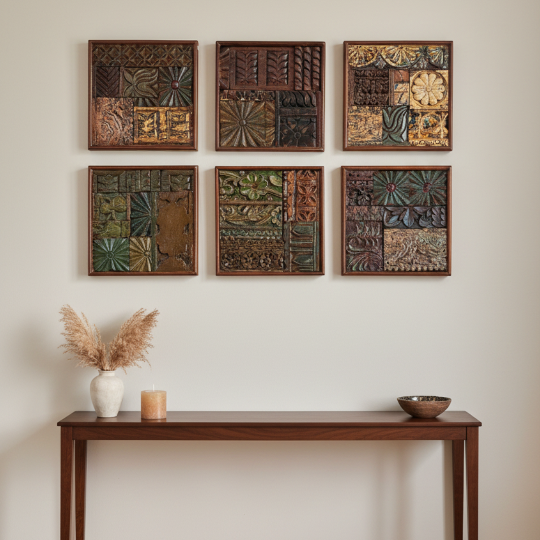 wall frames with Blue pottery tiles, Made by artisans, Wall decor