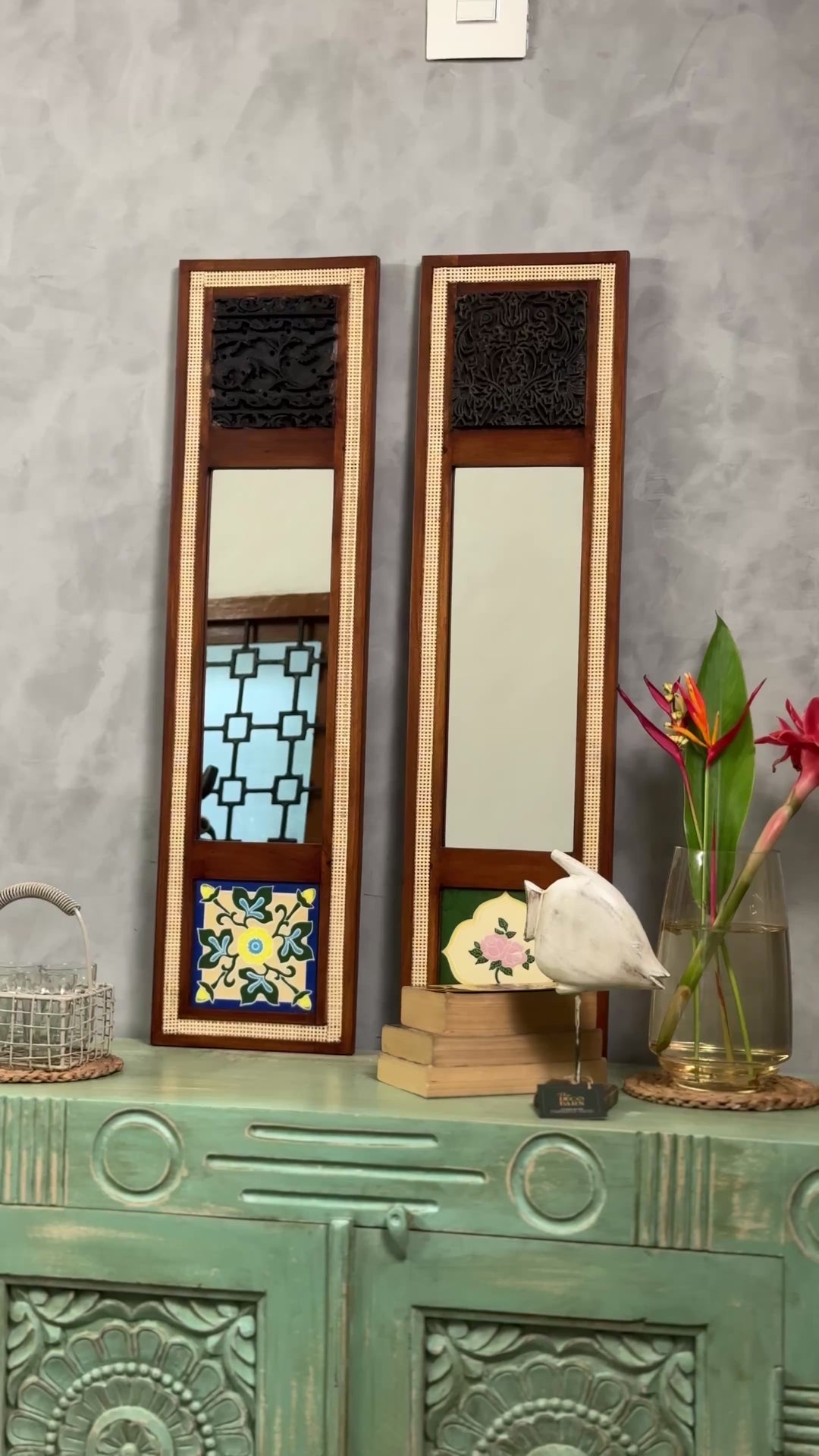 Aaina with Wicker, Tile & Blocks - Pansy